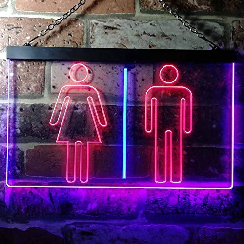 Men Women Bathroom Restroom Dual LED Neon Light Sign Alt